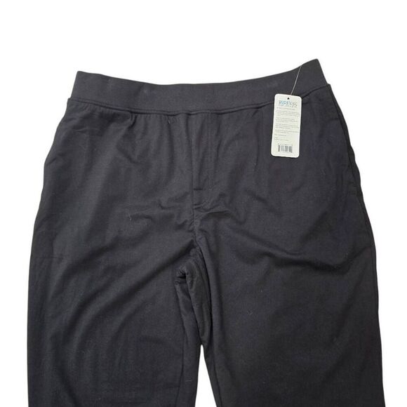 Dude Robe Pants Women's L/XL Black Elastic Waist Wide Leg 100% Cotton Trouser - Picture 3 of 7